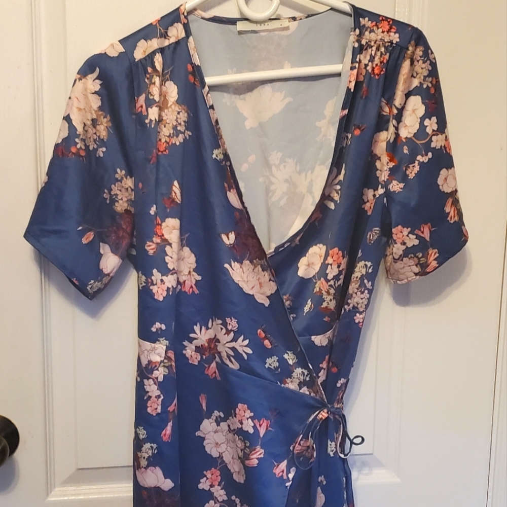 Luna Satin-Look Floral Wrap Dress